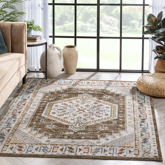 Namib Vintage Medallion Oriental Rust Textured Rug TEN-50