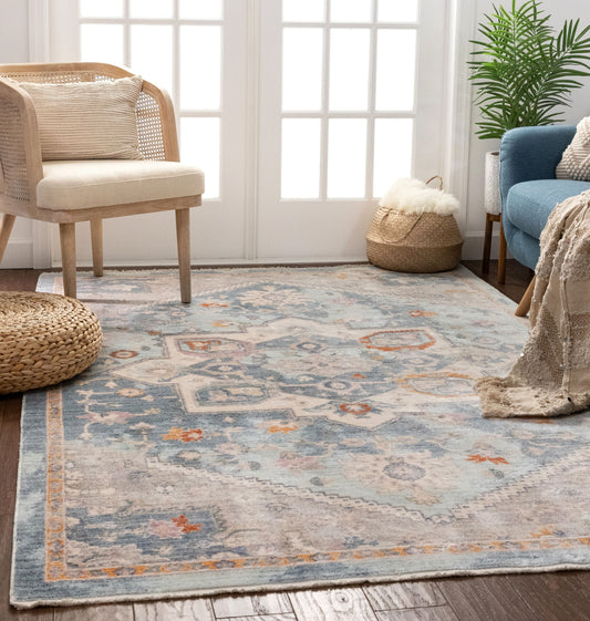 Grote Global Vintage Medallion Blue Rug TIV-36