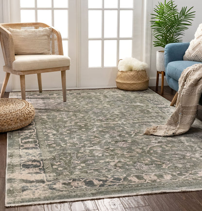Prospect Global Vintage Persian Oriental Green Rug TIV-55