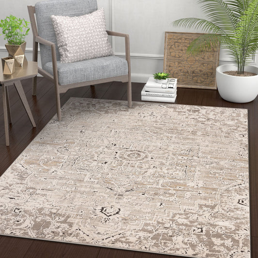 Thea Vintage Persian Oriental Ivory Rug TK-22