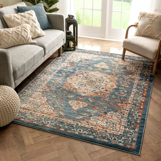 Mariya Vintage Medallion Persian Blue Rug TK-44