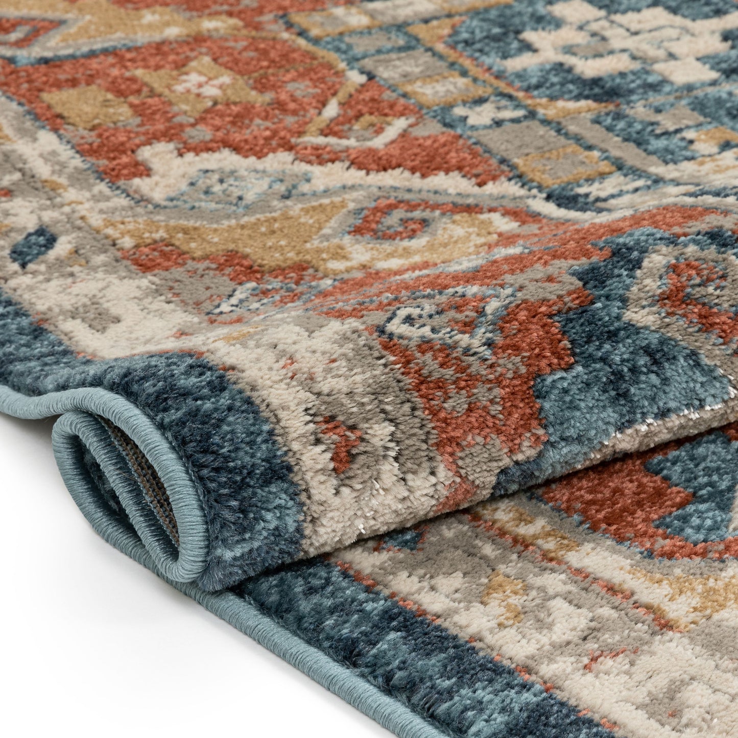 Kata Vintage Medallion Blue Rust Rug TK-60