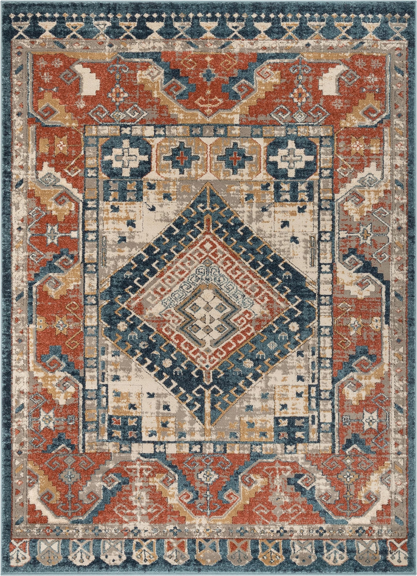 Kata Vintage Medallion Blue Rust Rug TK-60