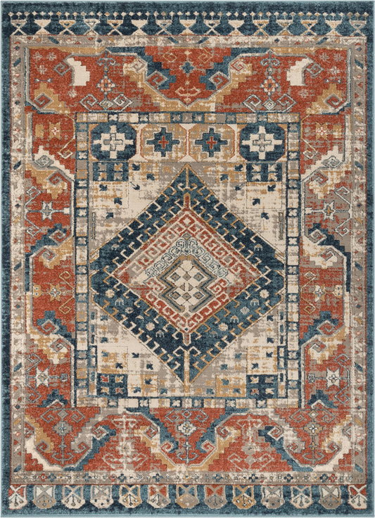Kata Vintage Medallion Blue Rust Rug TK-60
