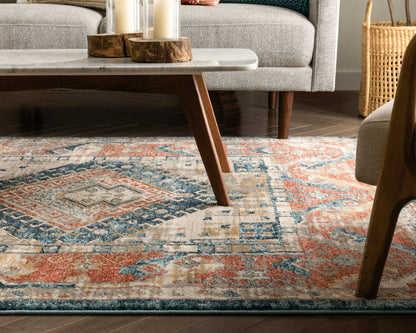 Kata Vintage Medallion Blue Rust Rug TK-60