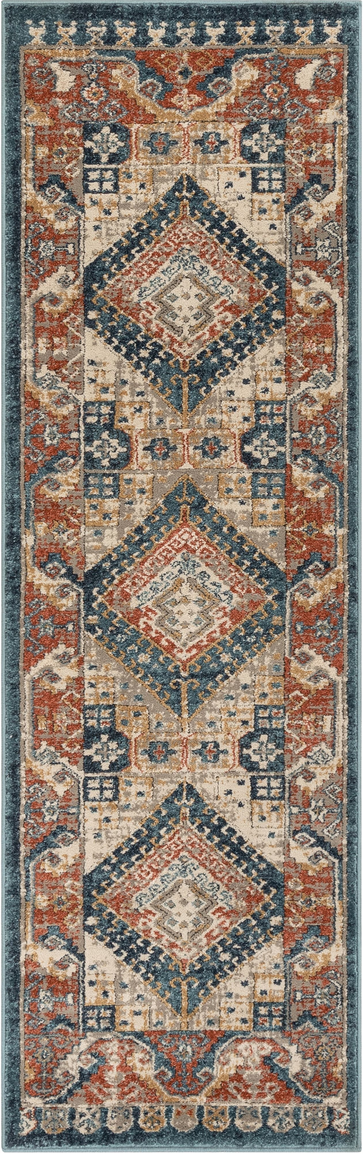 Kata Vintage Medallion Blue Rust Rug TK-60
