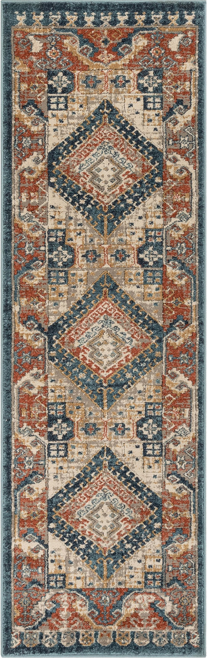 Kata Vintage Medallion Blue Rust Rug TK-60