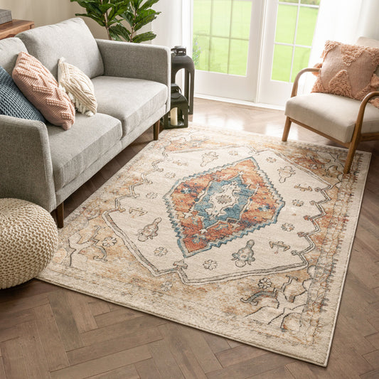 Aliz Vintage Medallion Aztec Rust Rug TK-90