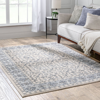 Savona Persian Floral Medallion Light Blue Rug TOP-26