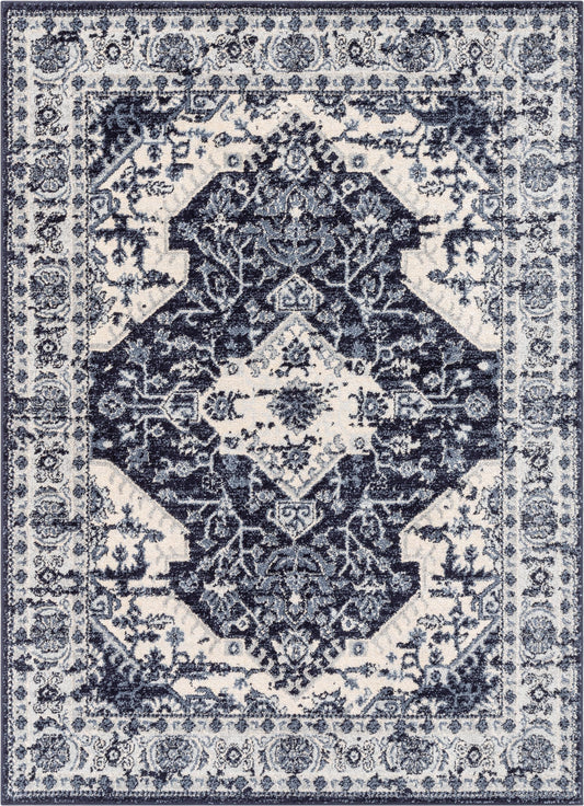 Monza Vintage Medallion Oriental Blue Rug TOP-34