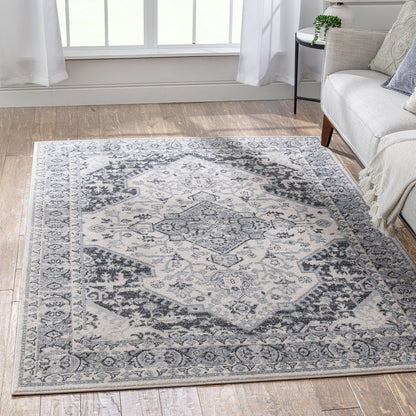 Monza Vintage Medallion Oriental Grey Rug TOP-37
