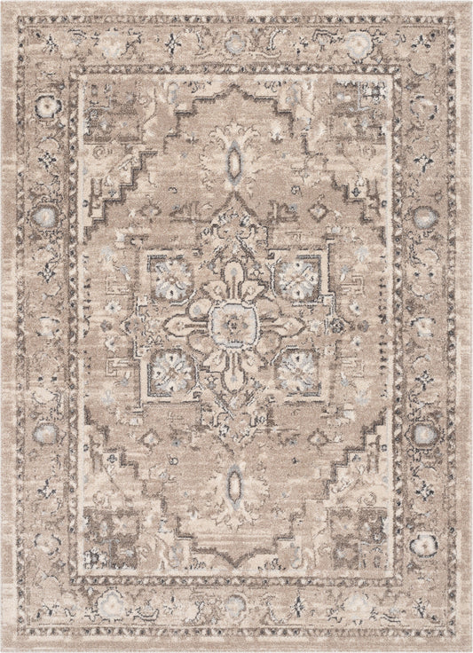 Novara Vintage Oriental Medallion Pattern Beige Rug TOP-42