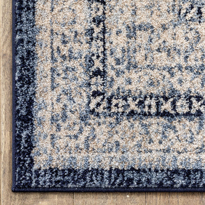 Pesaro Vintage Oriental Medallion Blue Rug TOP-54