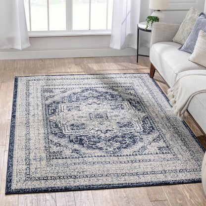 Pesaro Vintage Oriental Medallion Blue Rug TOP-54