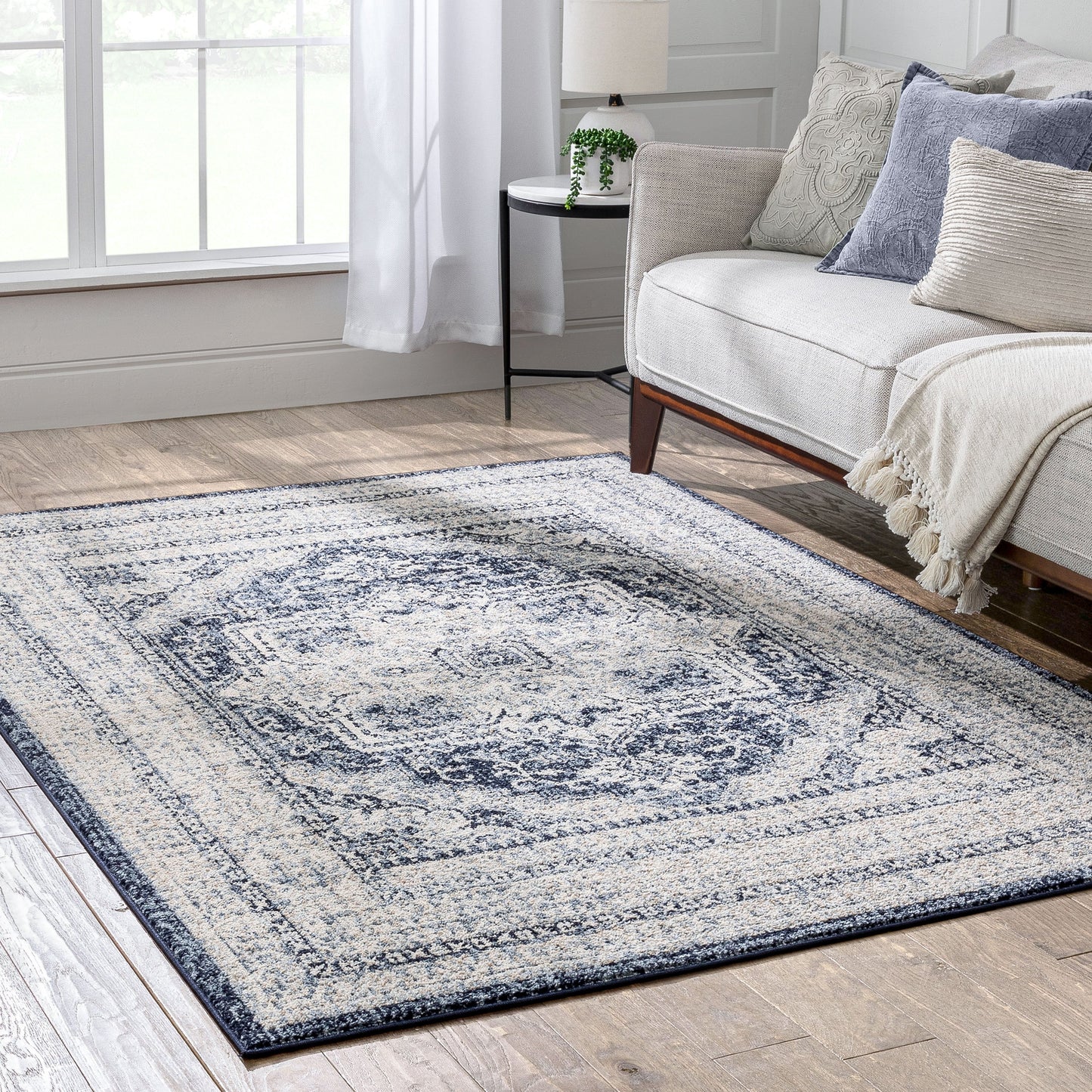 Pesaro Vintage Oriental Medallion Blue Rug TOP-54