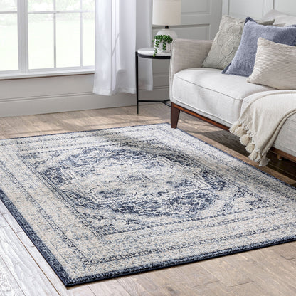 Pesaro Vintage Oriental Medallion Blue Rug TOP-54
