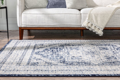 Pesaro Vintage Oriental Medallion Blue Rug TOP-54