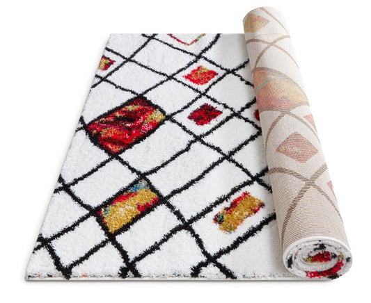 Merzouga Cream Moroccan Mid-Century Shag Rug TR-32