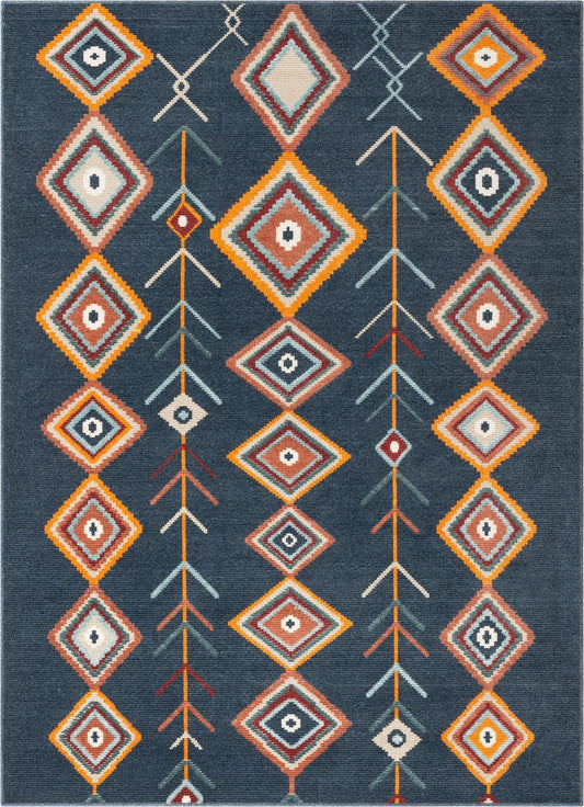 Sena Blue Mid-Century Tribal Diamond Rug TS-14