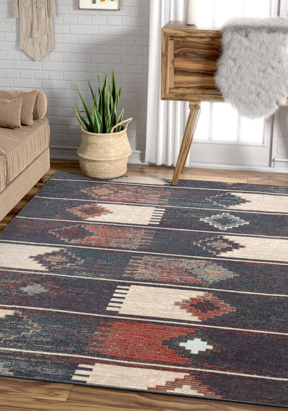 Socorro Blue Mid-Century Scandinavian Southwestern Rug TS-44