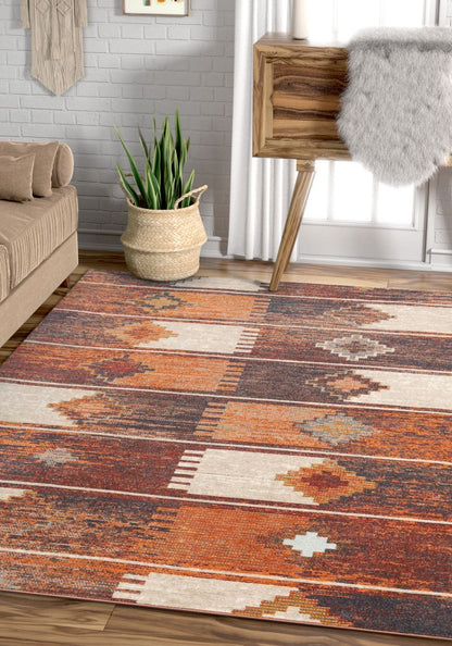 Socorro Burnt Orange Mid-Century Scandinavian Southwestern Rug TS-49