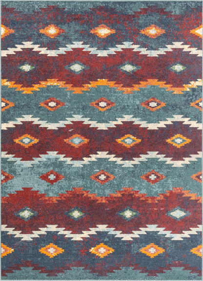 Ruidoso Blue Mid-Century Tribal Bohemian Rug TS-94