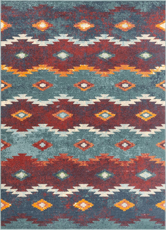 Ruidoso Blue Mid-Century Tribal Bohemian Rug TS-94