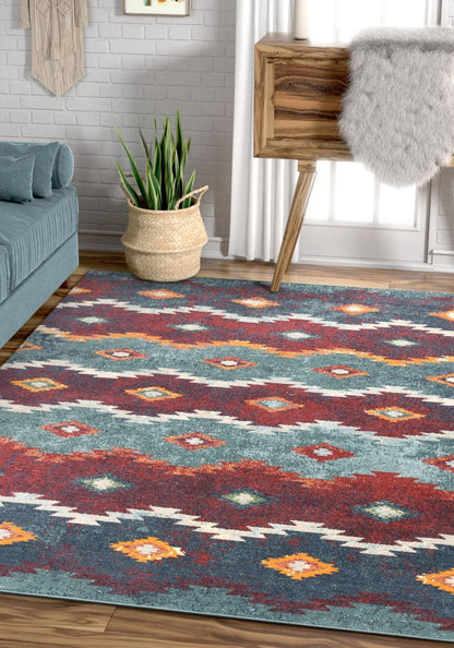 Ruidoso Blue Mid-Century Tribal Bohemian Rug TS-94