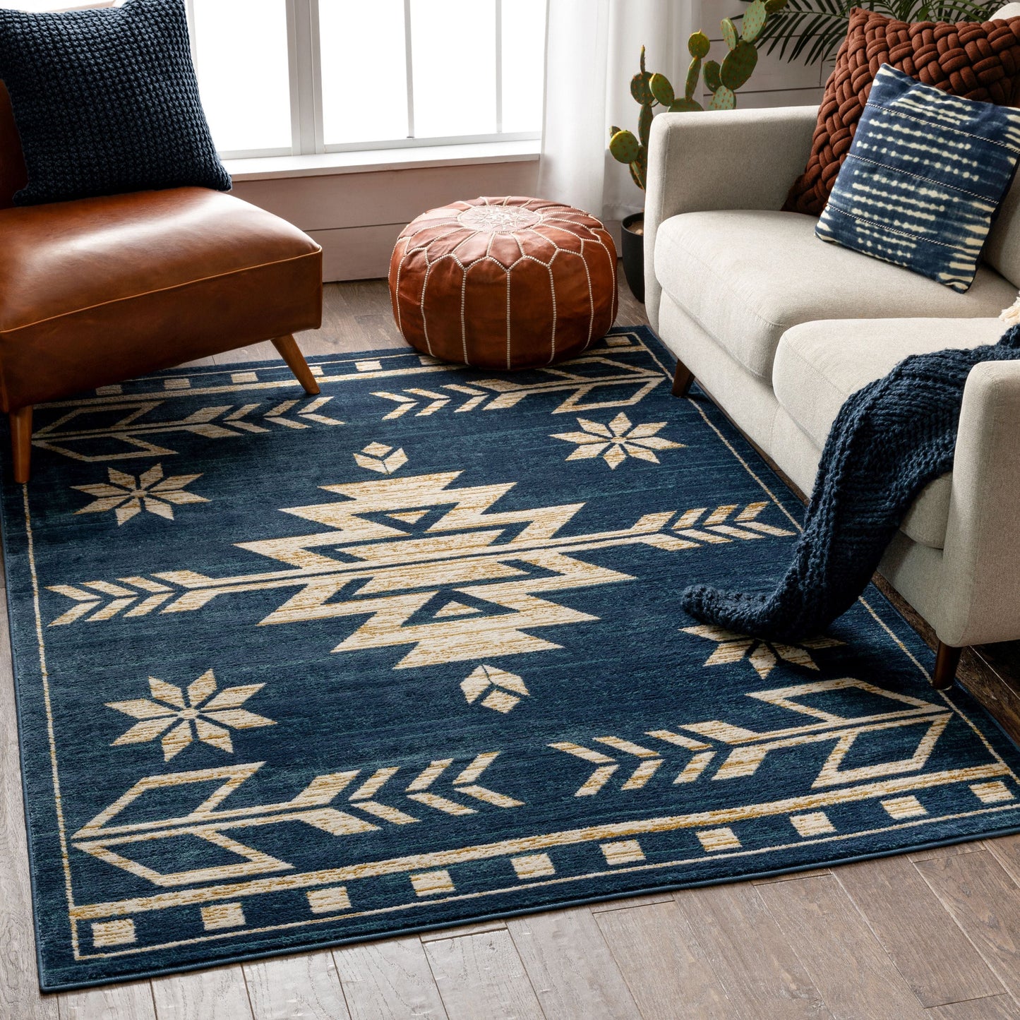 Canton Southwestern Tribal Bohemian Blue Rug TU-124