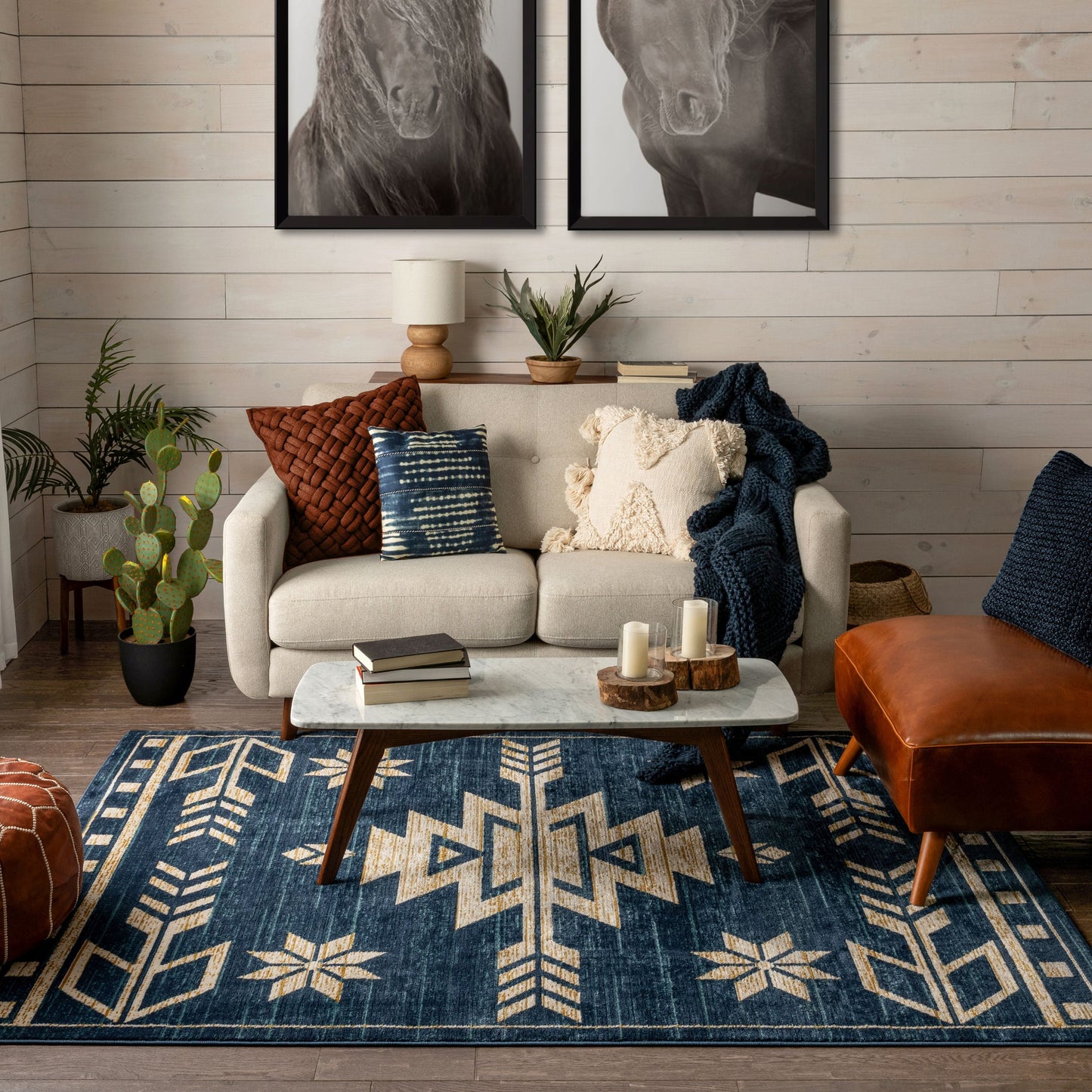 Canton Southwestern Tribal Bohemian Blue Rug TU-124