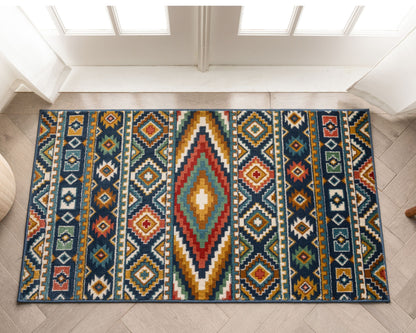 Dover Southwestern Tribal Bohemian Geometric Multi-color Rug TU-131