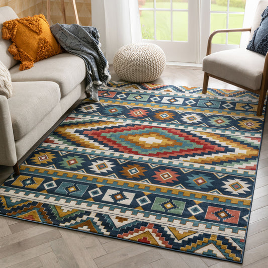 Dover Southwestern Tribal Bohemian Geometric Multi-color Rug TU-131