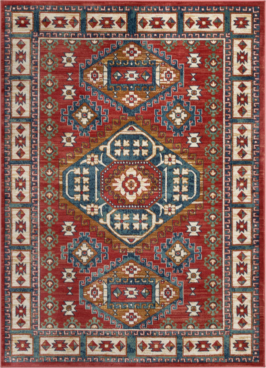 Perry Southwestern Tribal Medallion Bohemian Crimson Rug TU-160