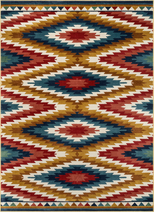 Mia Southwestern Tribal Aztec Bohemian Blue Rug TU-174
