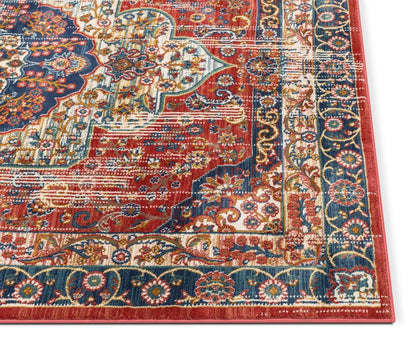 Alisha Crimson Traditional Medallion Distressed Rug TU-20