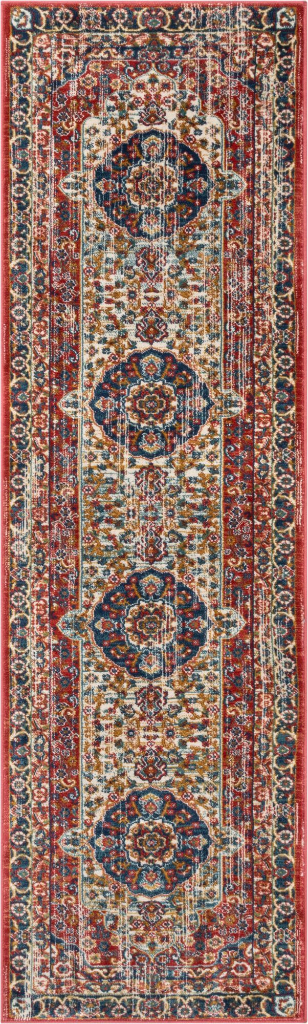 Alisha Crimson Traditional Medallion Distressed Rug TU-20