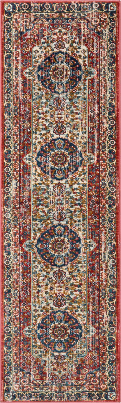 Alisha Crimson Traditional Medallion Distressed Rug TU-20