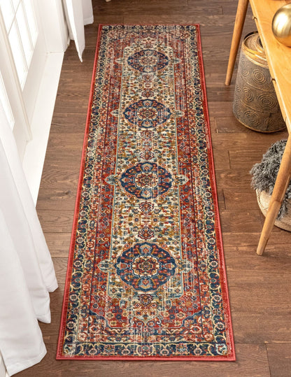 Alisha Crimson Traditional Medallion Distressed Rug TU-20