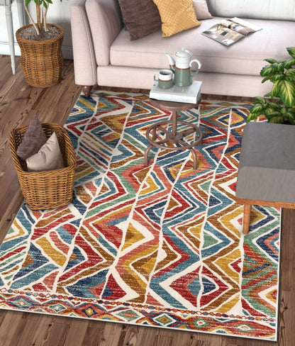 Lana Crimson Modern Abstract Geometric Rug TU-40