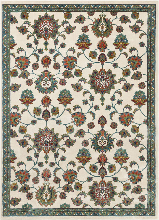 Arya Ivory Traditional Oriental Distressed Rug TU-72