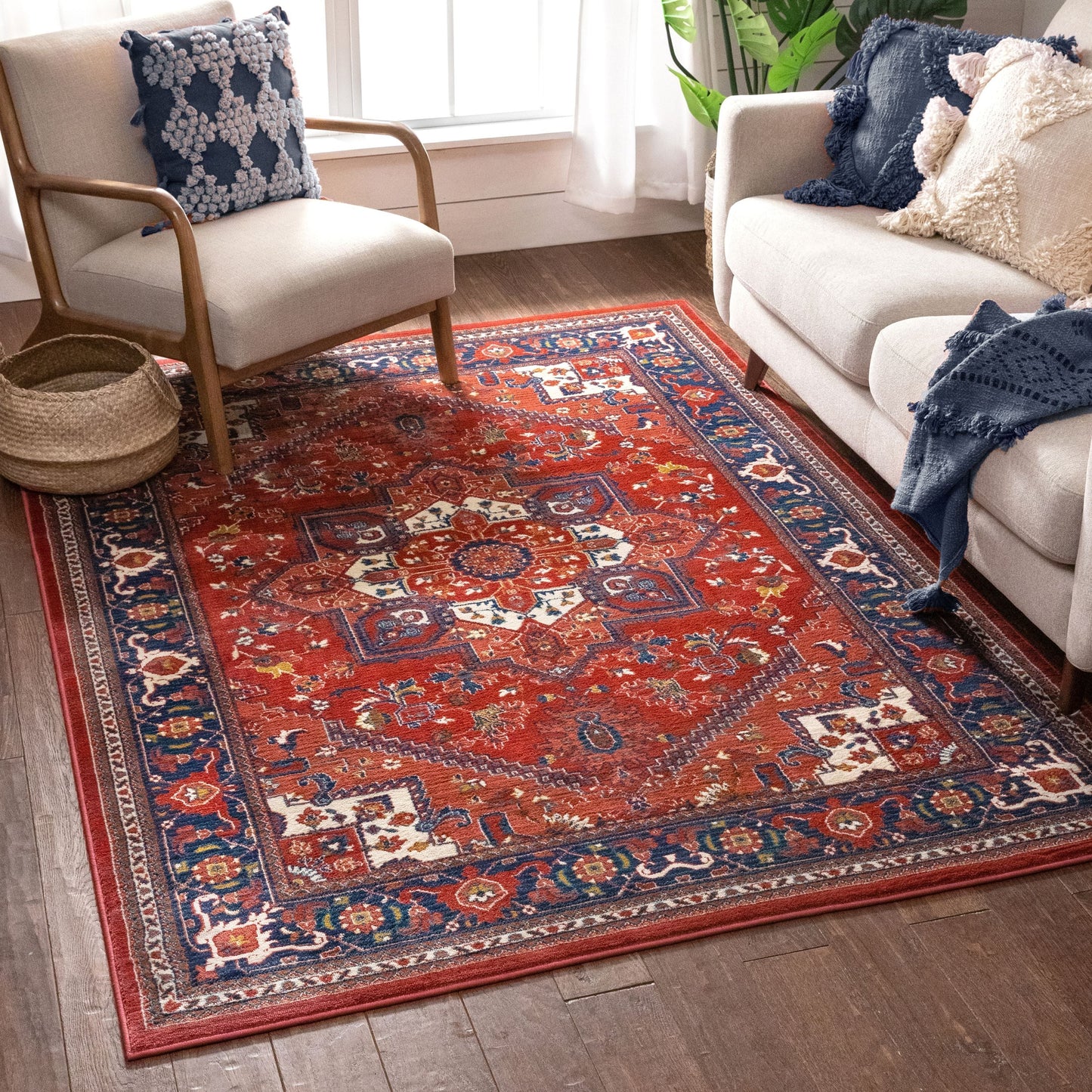 Jackie Crimson Traditional Medallion Tribal Rug TU-90