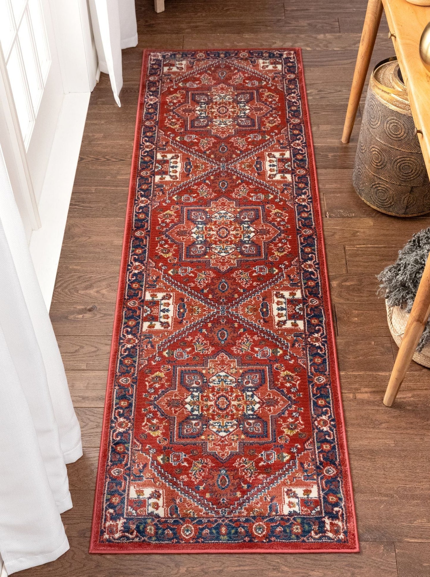 Jackie Crimson Traditional Medallion Tribal Rug TU-90