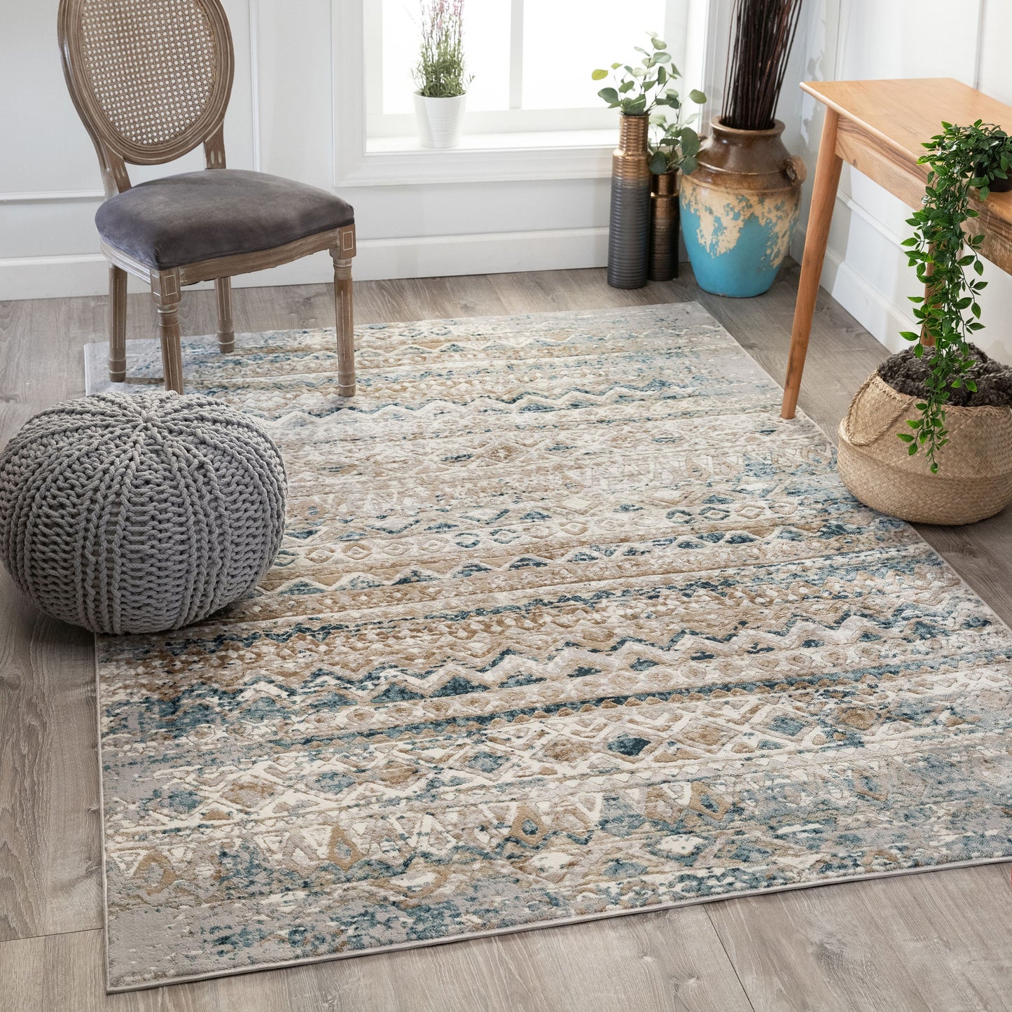 Santi Vintage Bohemian Blue Rug UR-44