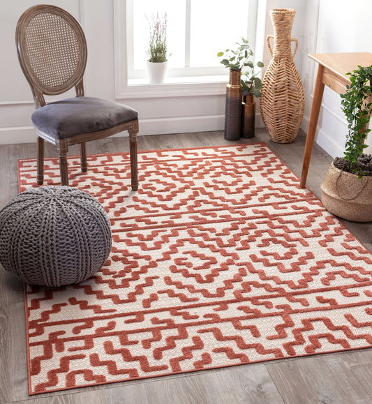 Katrin Rust Contemporary Geometric Rug VAL-20