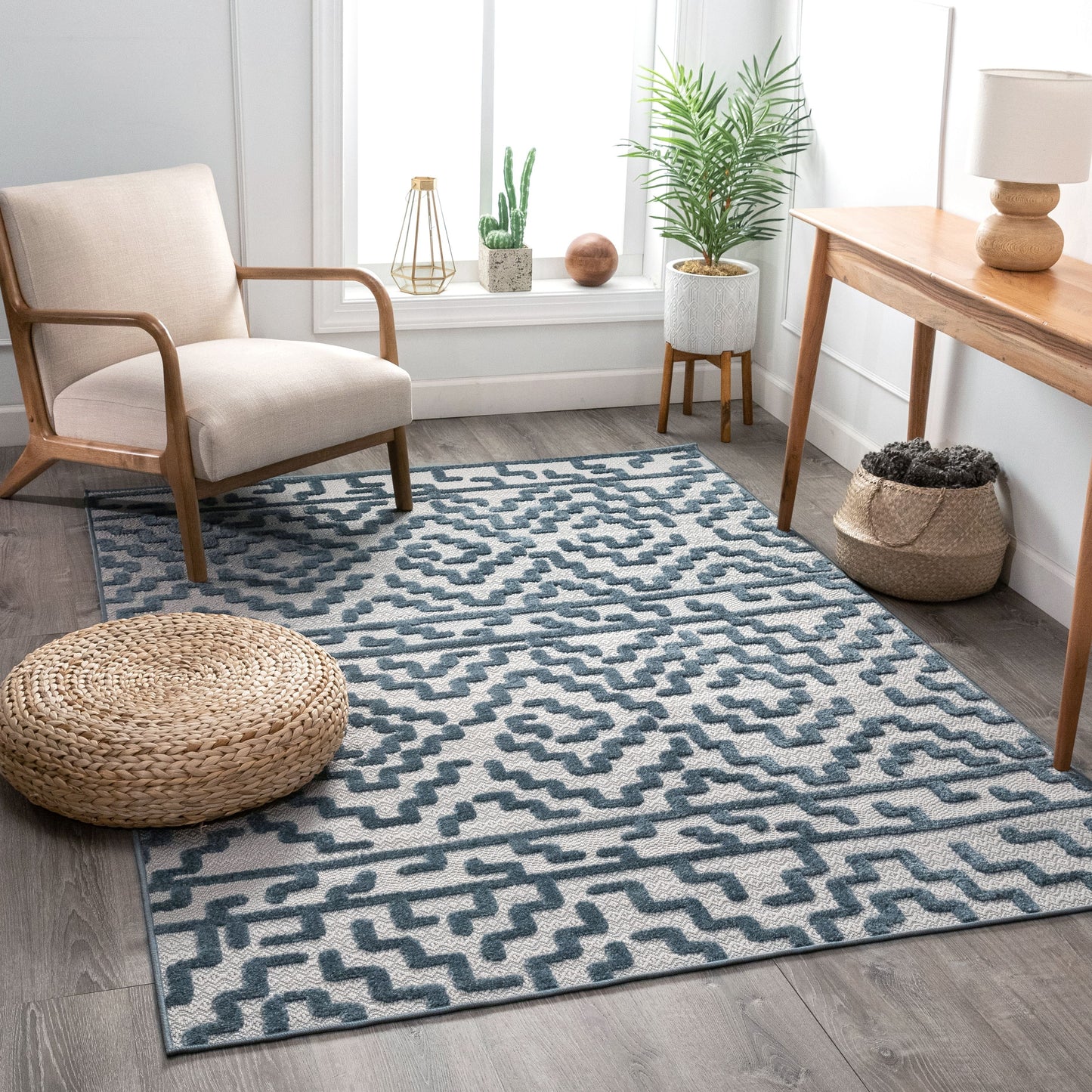 Katrin Blue Contemporary Geometric Rug VAL-24