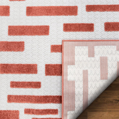 Drago Orange Contemporary Geometric Rug VAL-49