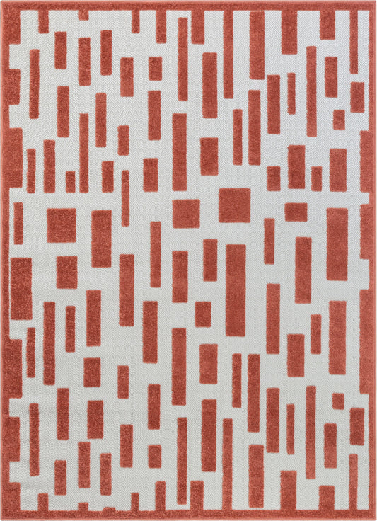 Drago Orange Contemporary Geometric Rug VAL-49