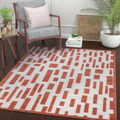 Drago Orange Contemporary Geometric Rug VAL-49