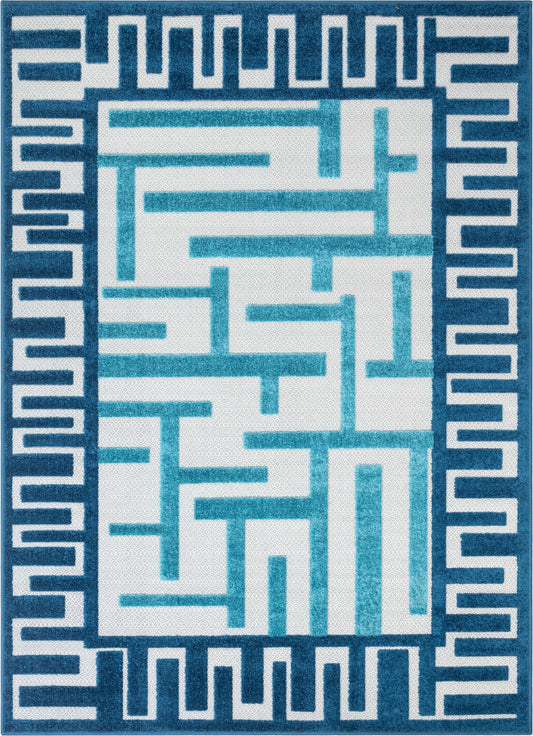 Ekho Blue Contemporary Geometric Rug VAL-54