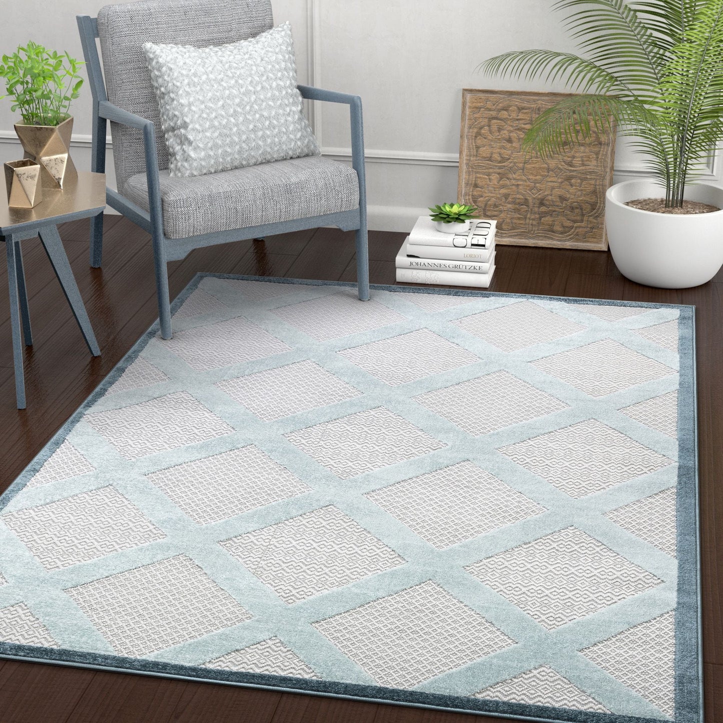Galena Blue Contemporary Geometric Rug VAL-76